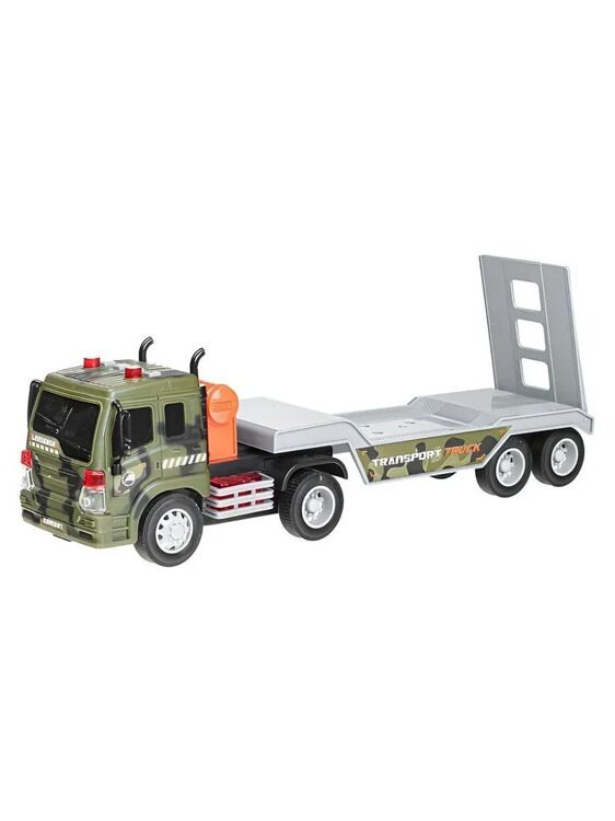 29-660-7 Автовоз Военный с танком. 1:16 (свет. звук) на батарейках. в коробке (зеле
